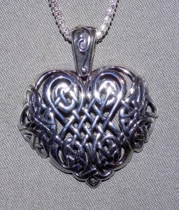 Large Sterling Silver Celtic Heart Knot Necklace