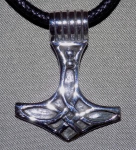 Sterling Silver Curved Celtic Thor's Hammer Necklace