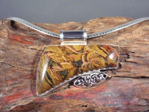 Kaleidoscope Jasper Pendant in Sterling Silver with Celtic Knot
