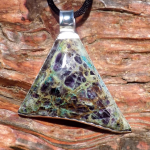 Triangular Kaleidascope Agate Pendant in Sterling Silver