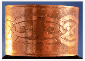 Wide Copper cuff bracelet with Celtic Knot